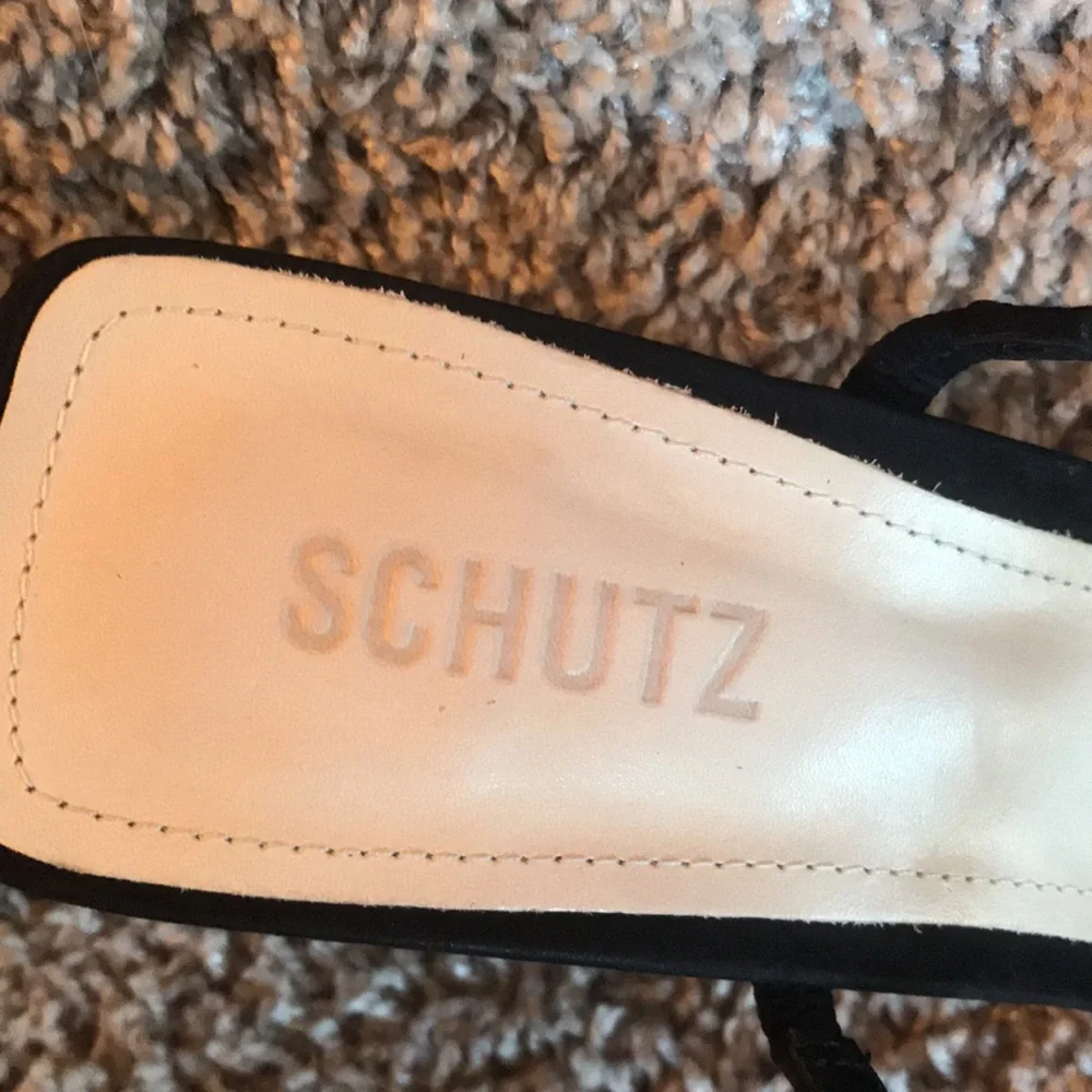 Schutz Salwa Black Suede Rhinestone Strap Sandals size 10.5